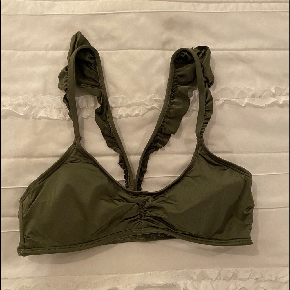 Hunter Green Ruffled Bikini Top